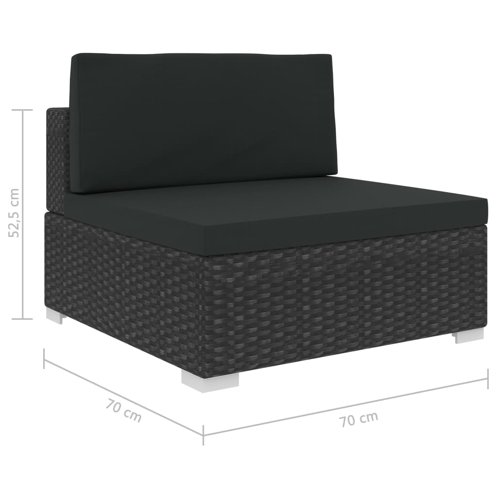 Set Divani da Giardino 6 pz con Cuscini in Polyrattan Nero | homemem39