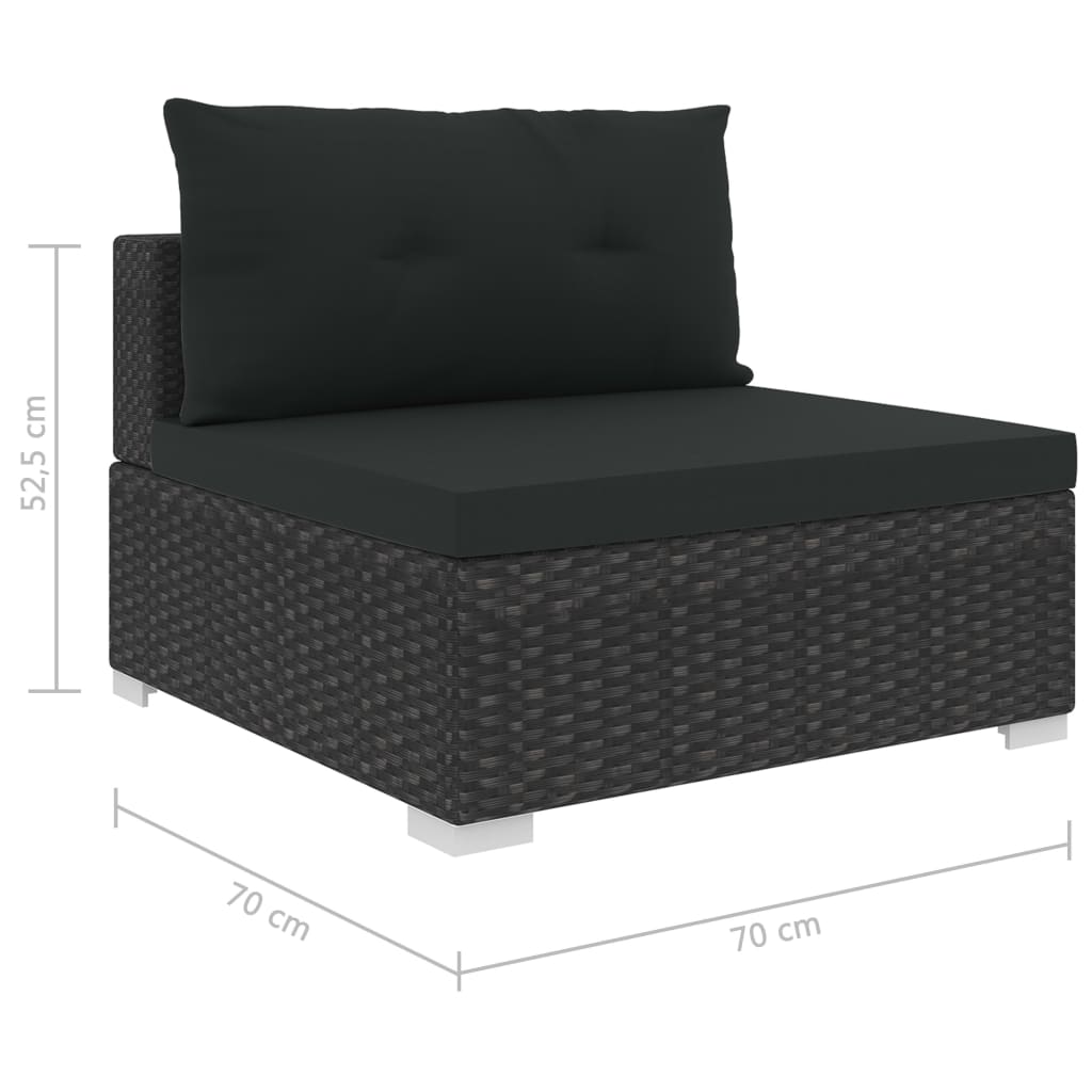 Set Divani da Giardino 10 pz con Cuscini in Polyrattan Nero | homemem39