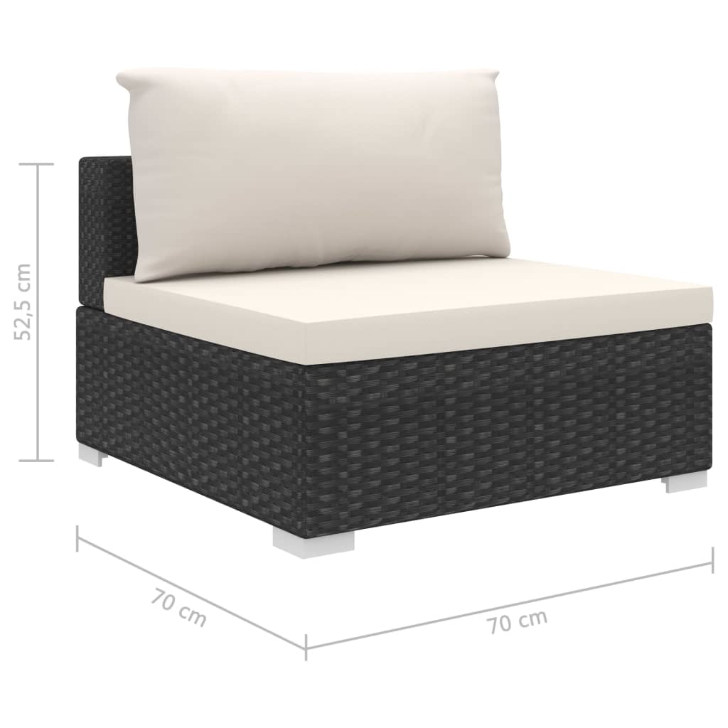 Set Divani da Giardino 8 pz con Cuscini in Polyrattan Nero | homemem39