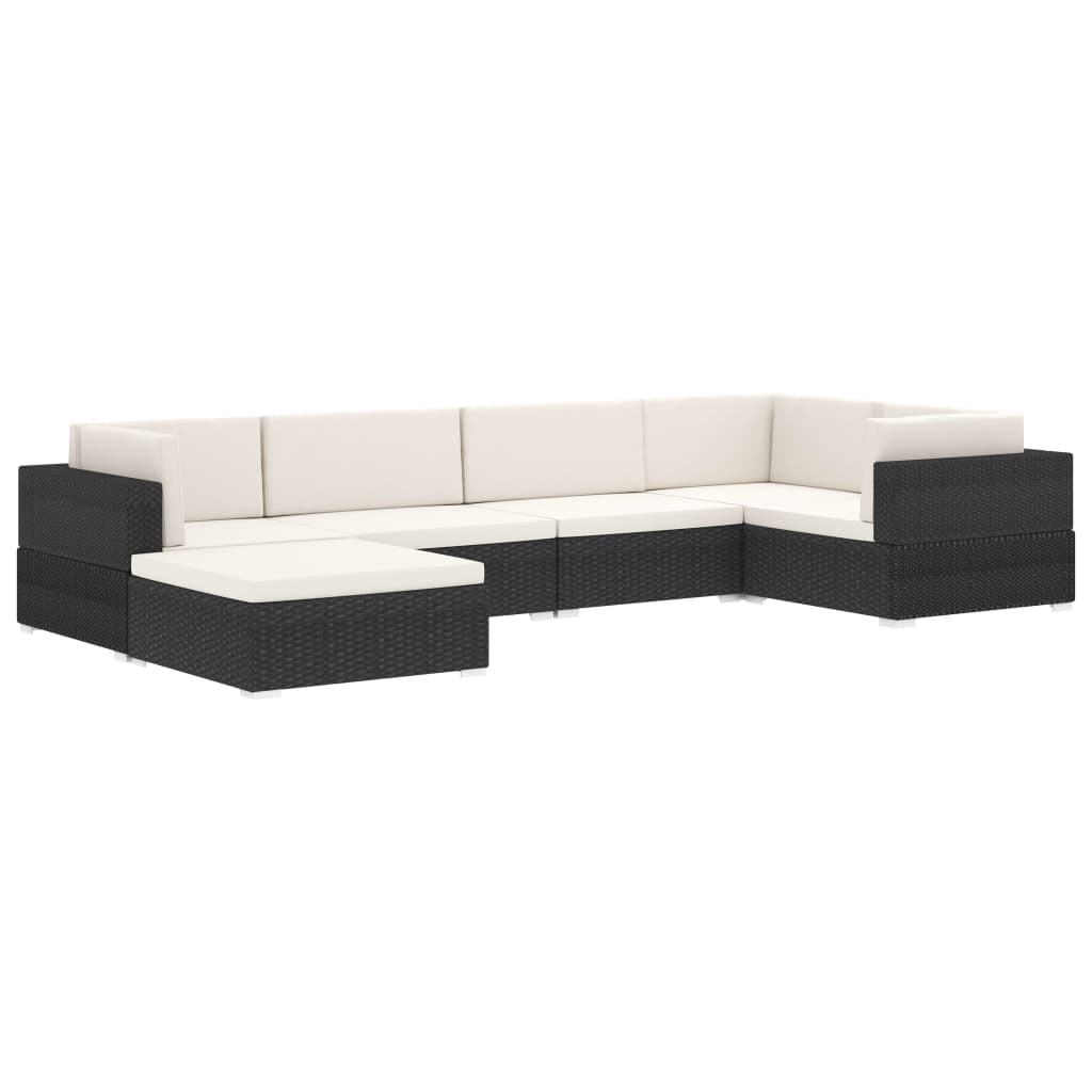 Seduta Centrale Modulare 1 pz con Cuscini in Polyrattan Nero | homemem39
