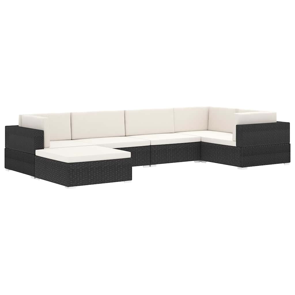 Seduta Centrale Modulare 1 pz con Cuscini in Polyrattan Nero | homemem39