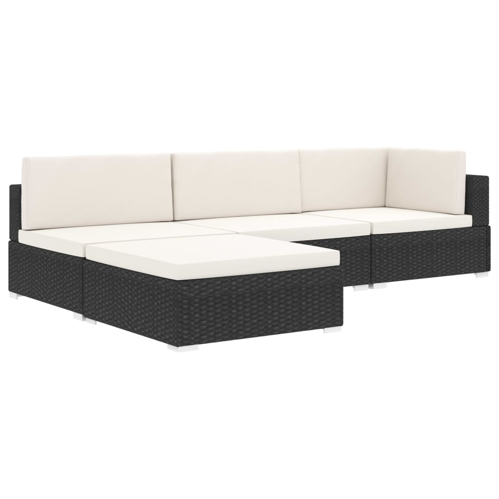 Poggiapiedi Modulare 1 pz con Cuscino in Polyrattan Grigio | homemem39