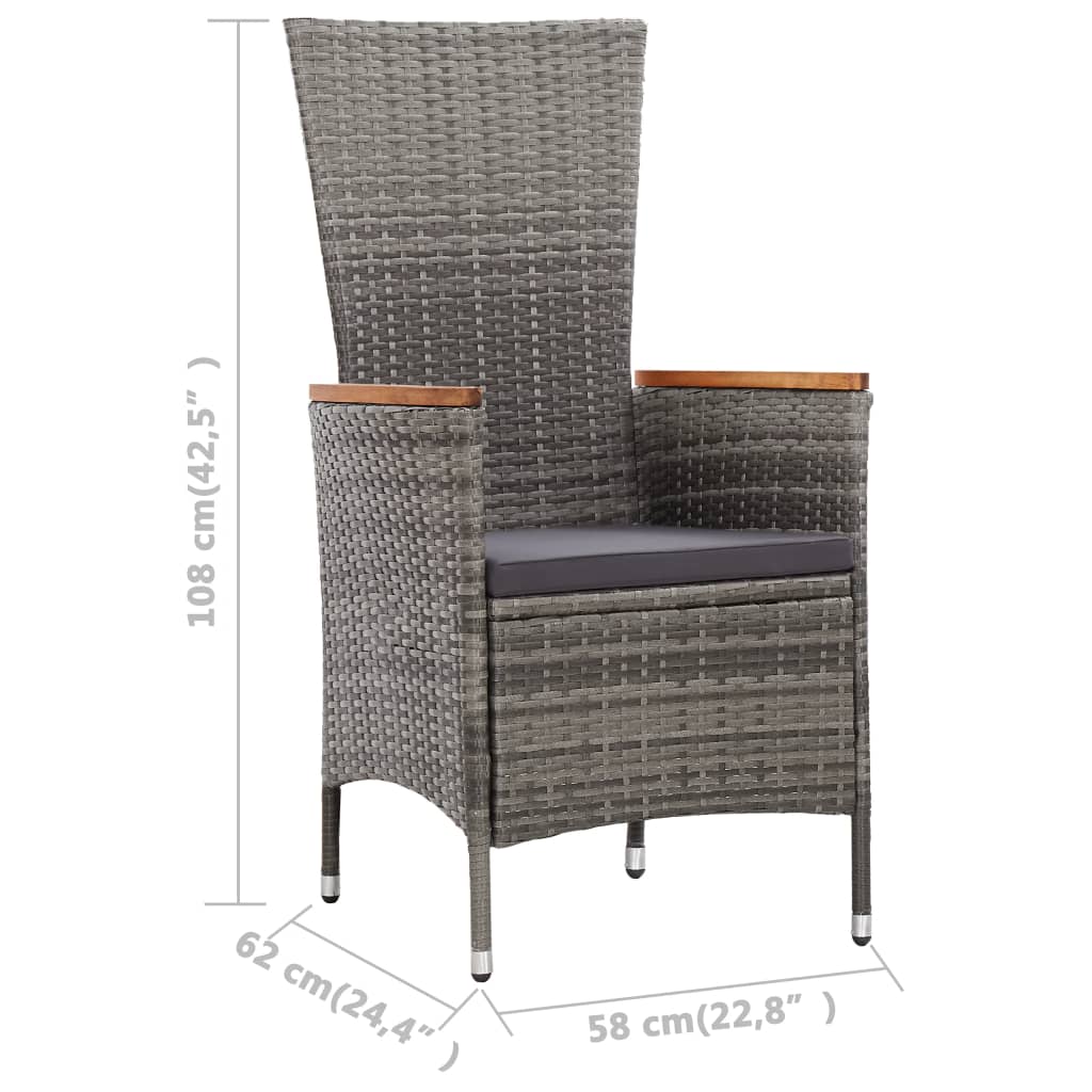 Set da Pranzo da Esterno 9 pz con Cuscini in Polyrattan Grigio | homemem39