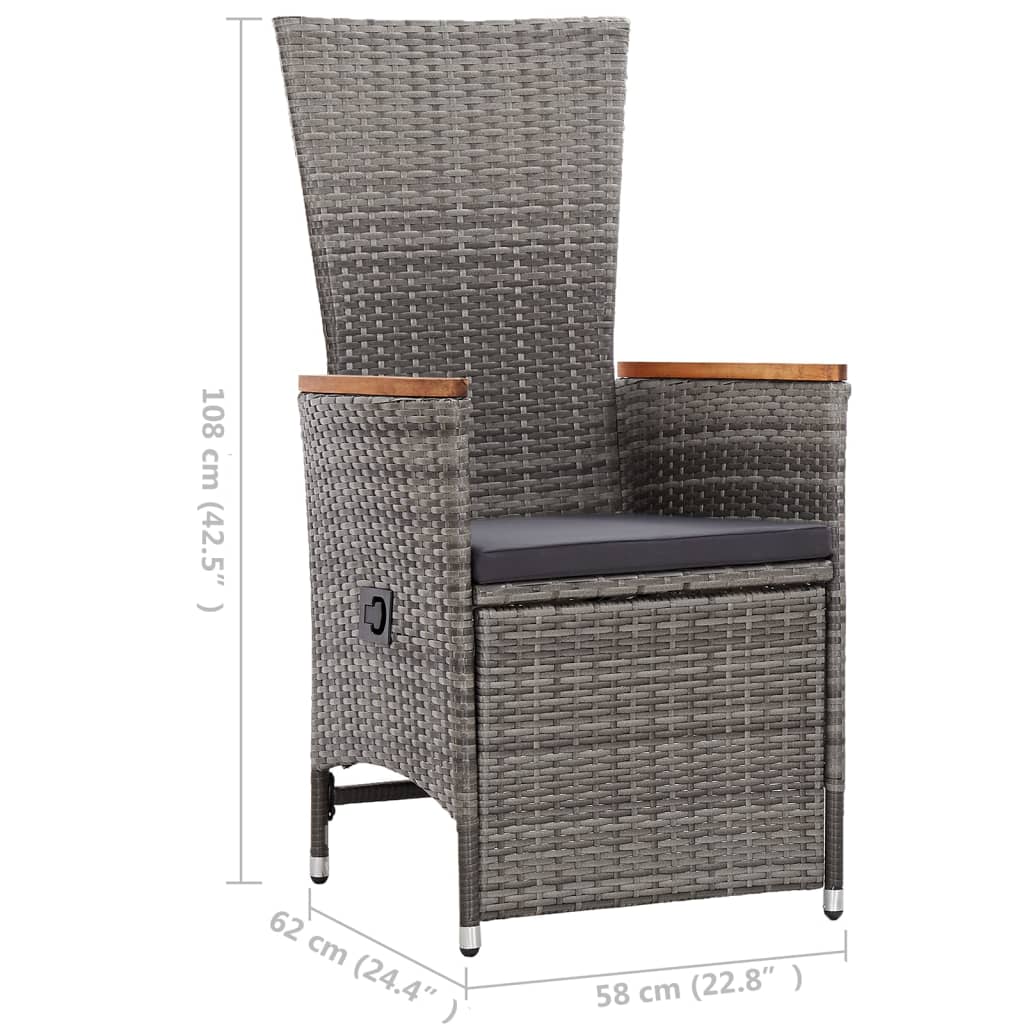 Sedie da Giardino Reclinabili 2 pz e Cuscini Polyrattan Grigio | homemem39