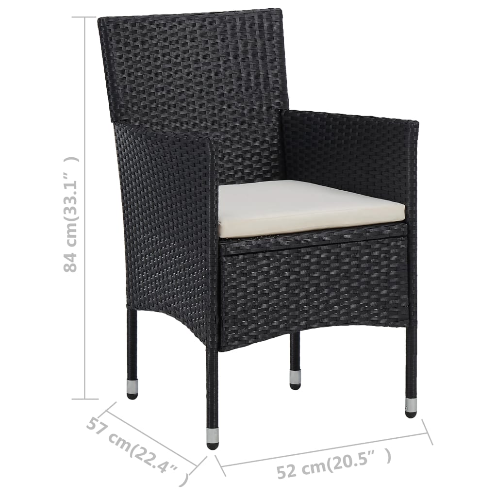 Set Sedie da Pranzo per Giardino 2 Pz in Polyrattan Nero | homemem39