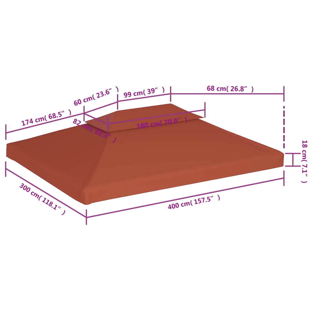 Copertura Superiore Gazebo a 2 Strati 310g/m² 4x3m Terracotta | homemem39