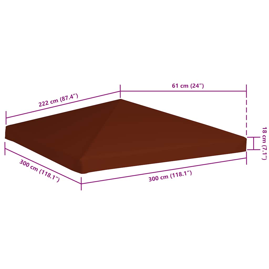 Copertura Superiore Gazebo 310g/m² 3x3 m Terracotta - homemem39