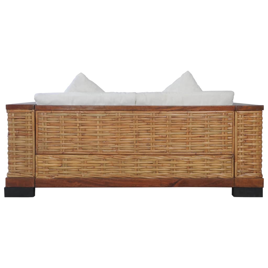 Set di Divani 2 pz con Cuscini in Rattan Naturale Marrone | homemem39