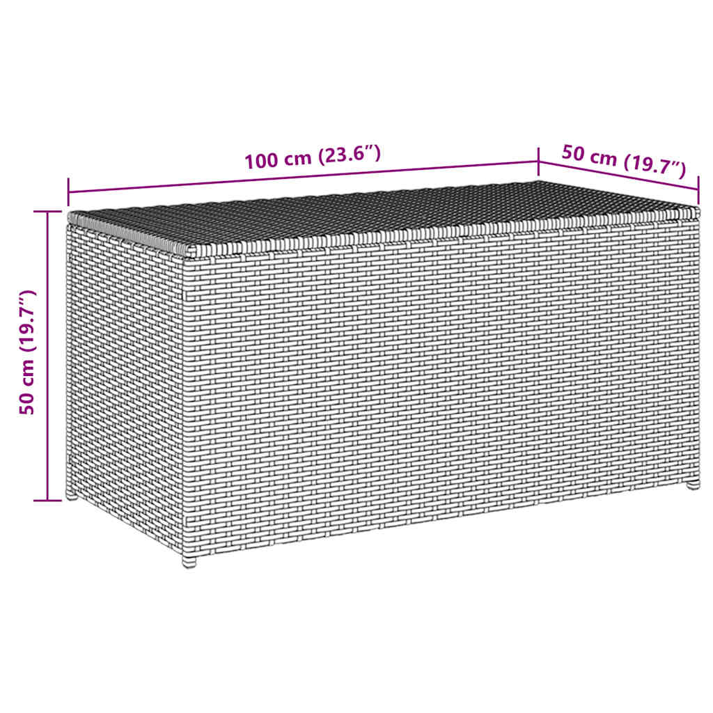 Baule da Giardino in Polyrattan 100x50x50 cm Nero