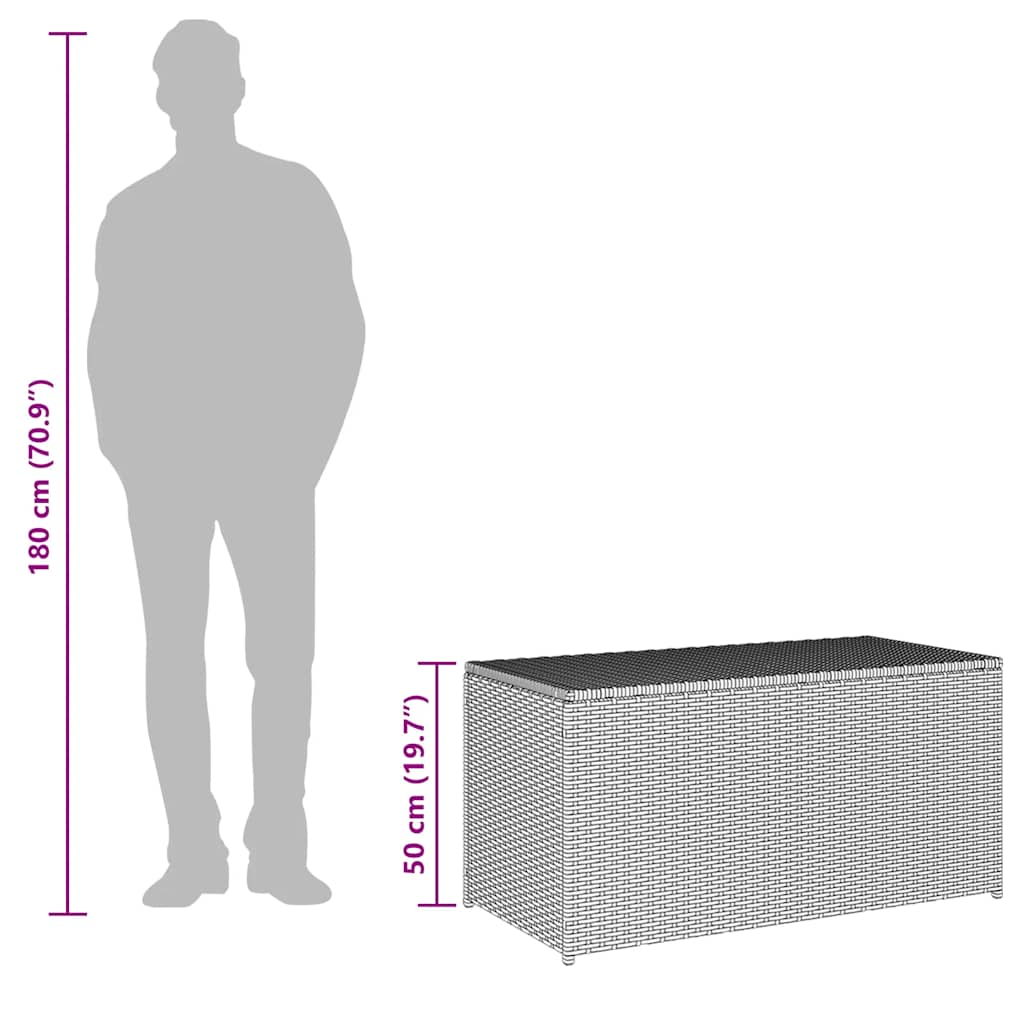 Baule da Giardino in Polyrattan 100x50x50 cm Grigio | homemem39