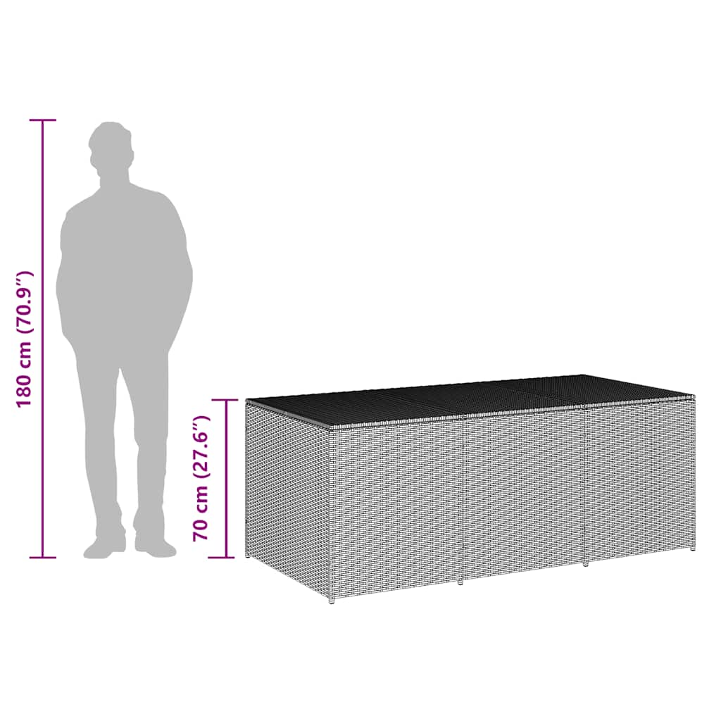 Baule da Giardino in Polyrattan 180x90x70 cm Grigio