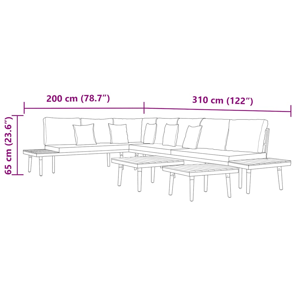 Set Divani da Giardino 7 Posti con Cuscini Legno Acacia Marrone | homemem39