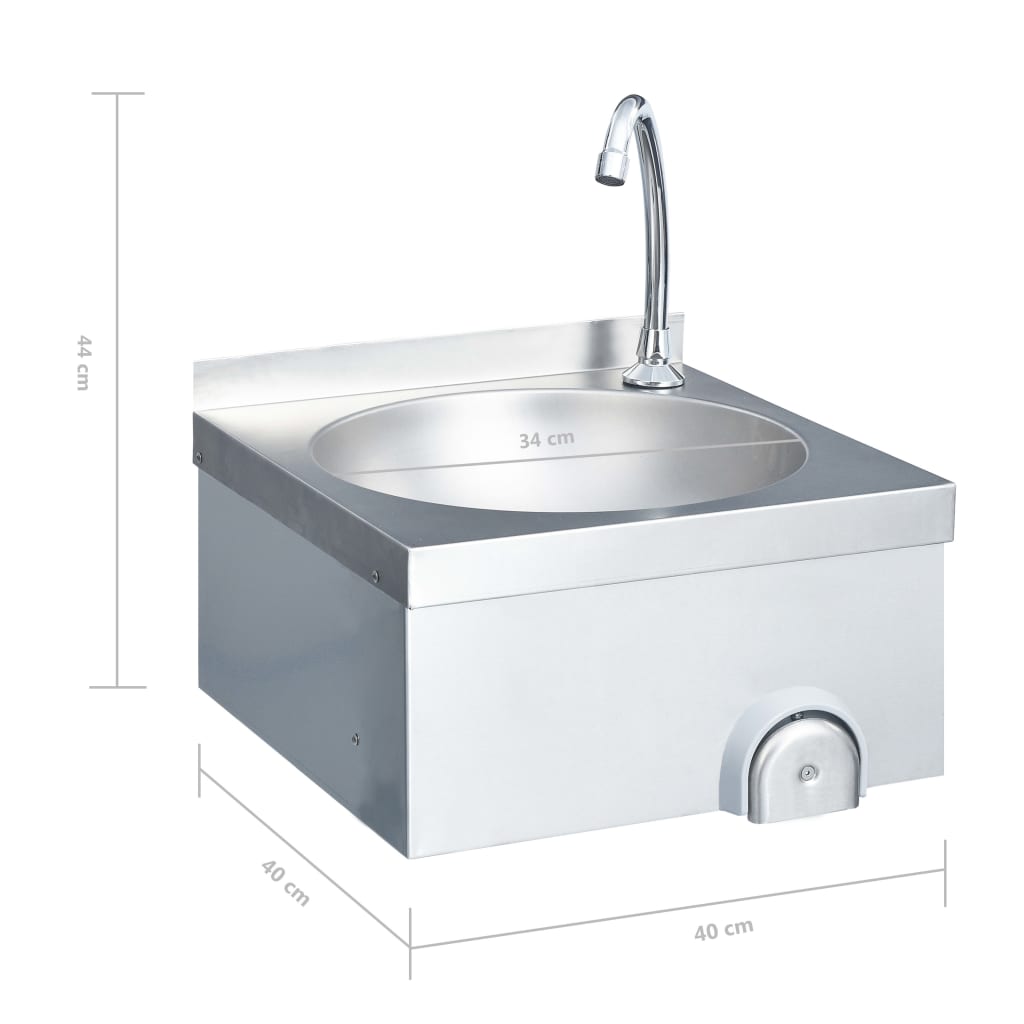 Lavandino con Rubinetto e Dispenser Sapone in Acciaio Inox - homemem39