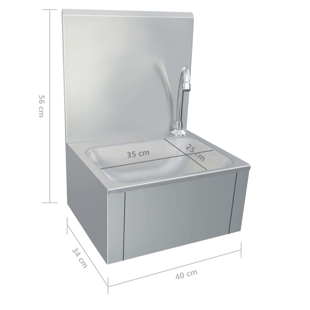 Lavandino con Rubinetto e Dispenser Sapone in Acciaio Inox | homemem39
