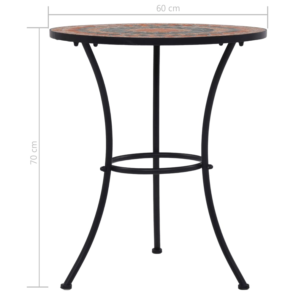 Tavolino da Bistrot con Mosaico Arancio/Grigio 60cm in Ceramica | homemem39