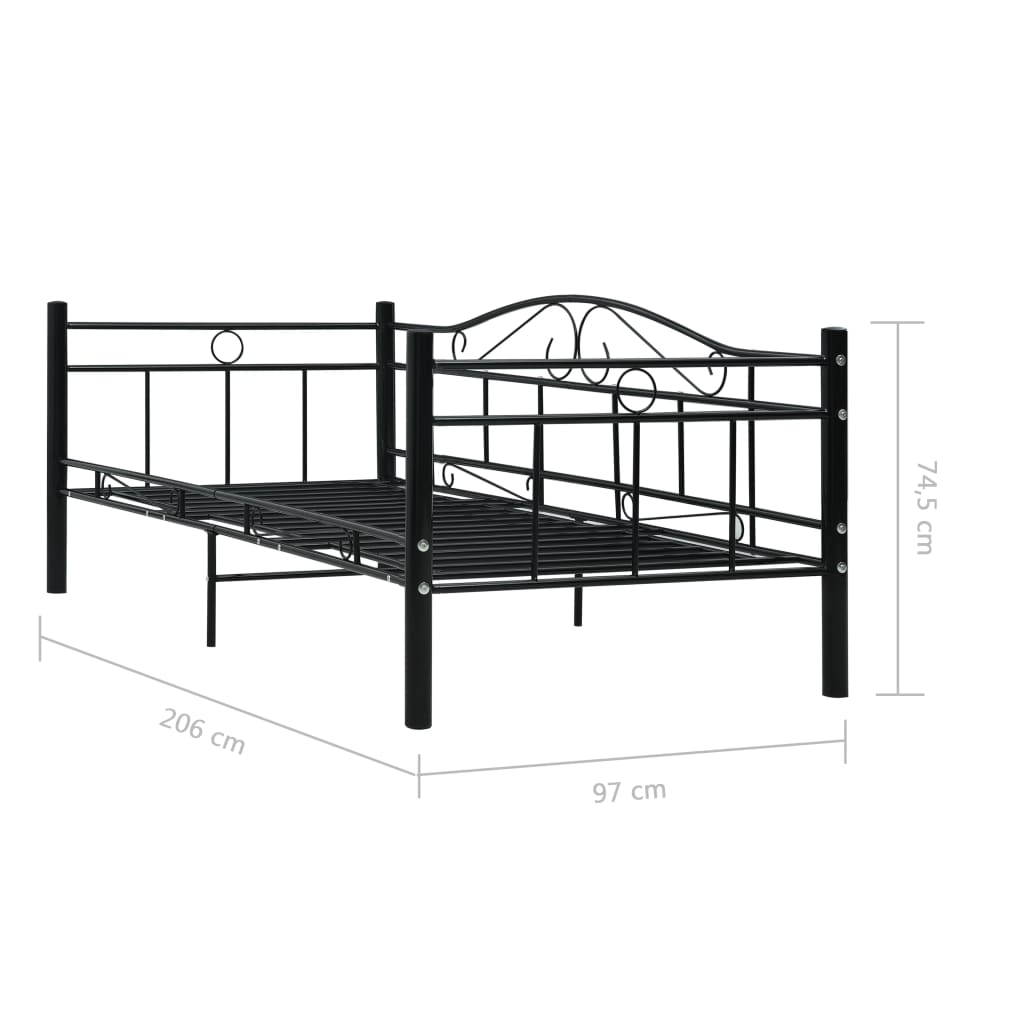 Telaio Divano Letto Nero in Metallo 90x200 cm | homemem39