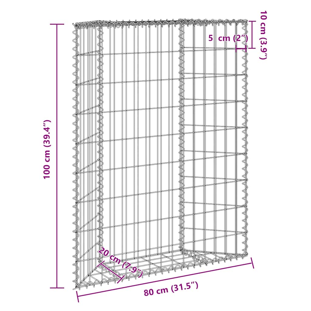 Gabbione Letto Rialzato Trapezio Acciaio Zincato 80x20x100 cm