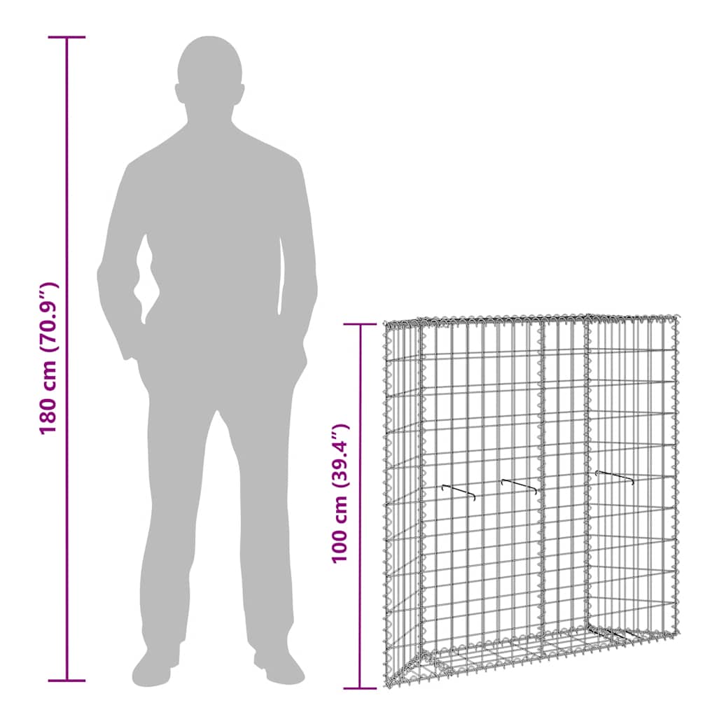 Gabbione Letto Rialzato Trapezio Acciaio Zincato 100x20x100 cm