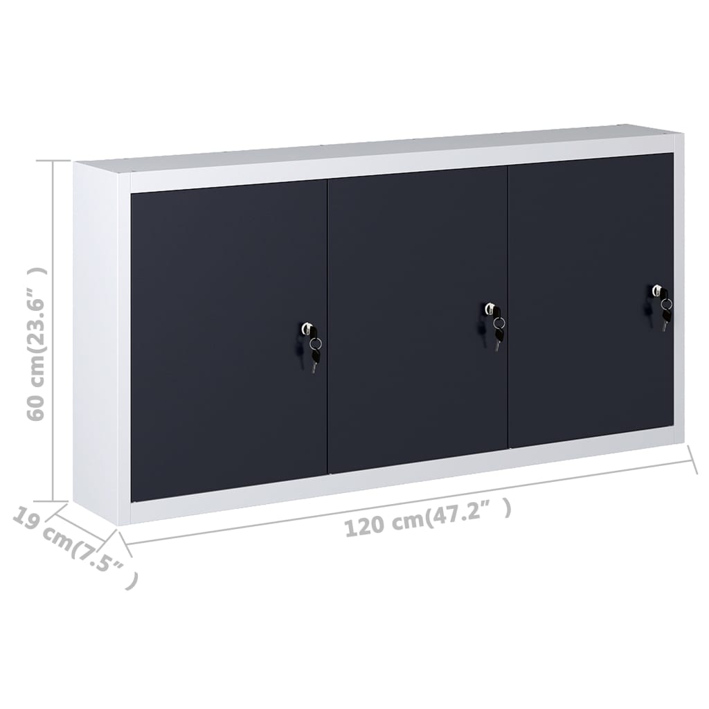 Armadio a Parete Stile Industriale in Metallo Grigio Nero | homemem39
