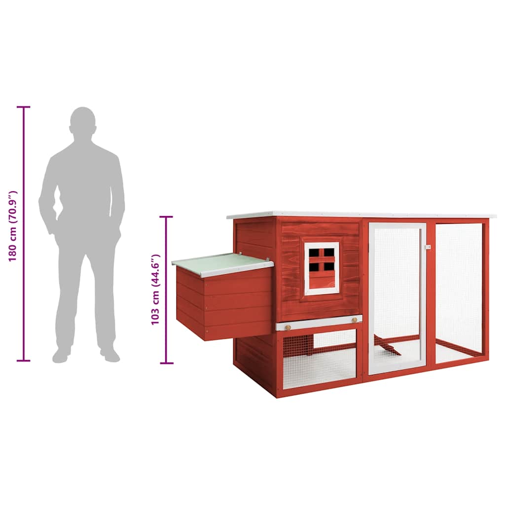 Pollaio all'Aperto con 1 Casetta di Cova in Legno Rosso - homemem39