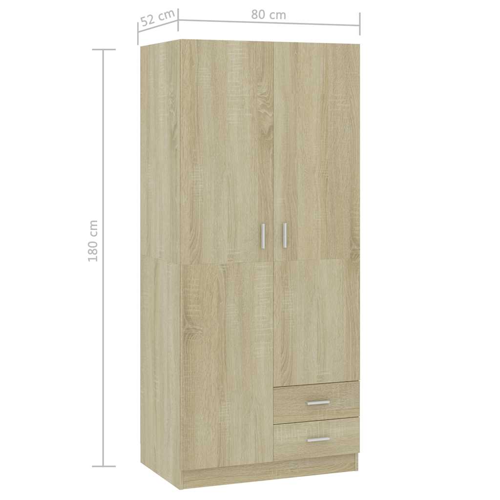 Armadio Rovere Sonoma 80x52x180 cm in Legno Multistrato | homemem39