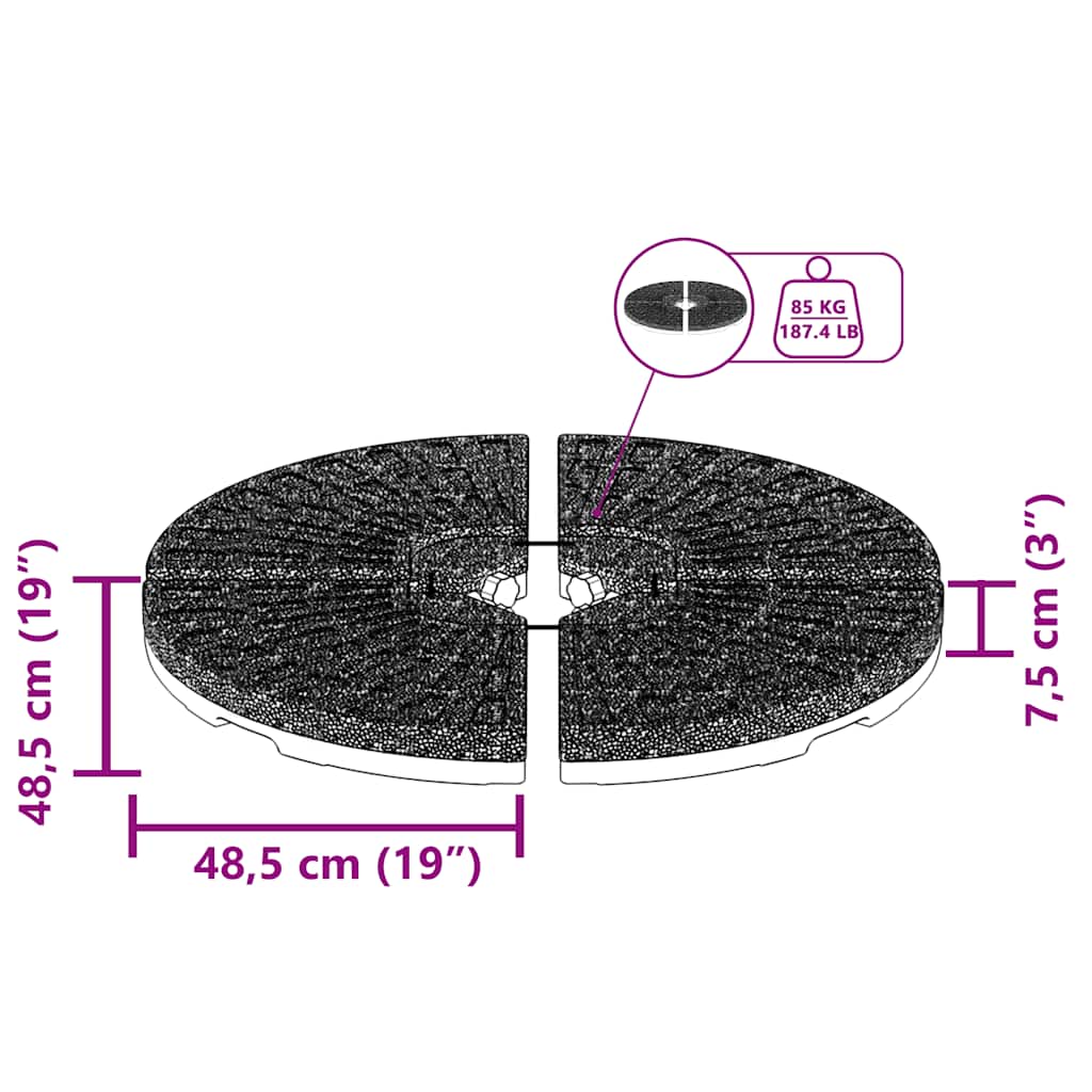 Base per Ombrellone a Forma di Ventaglio 4 pz Nero | homemem39