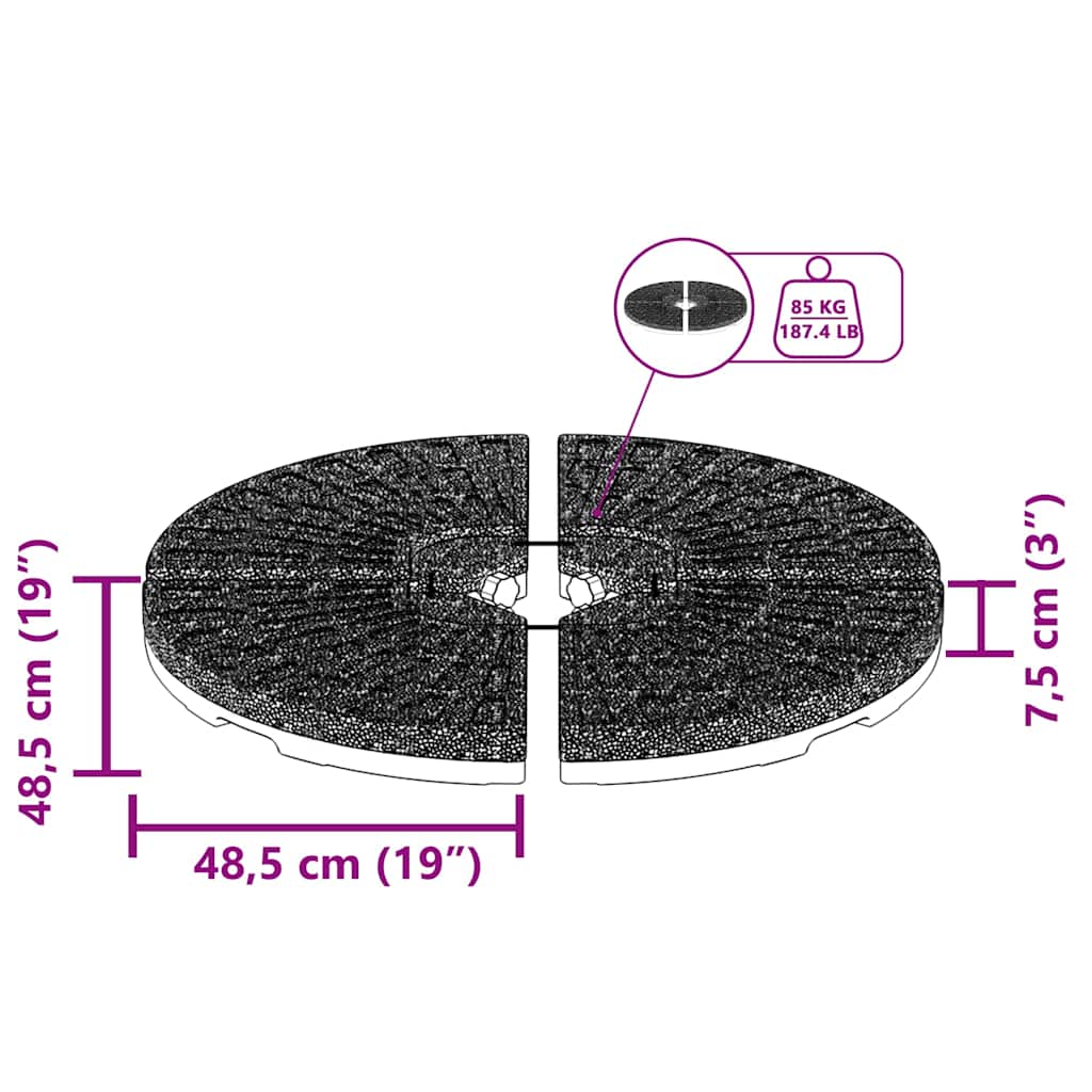 Base per Ombrellone a Forma di Ventaglio 4 pz Nero