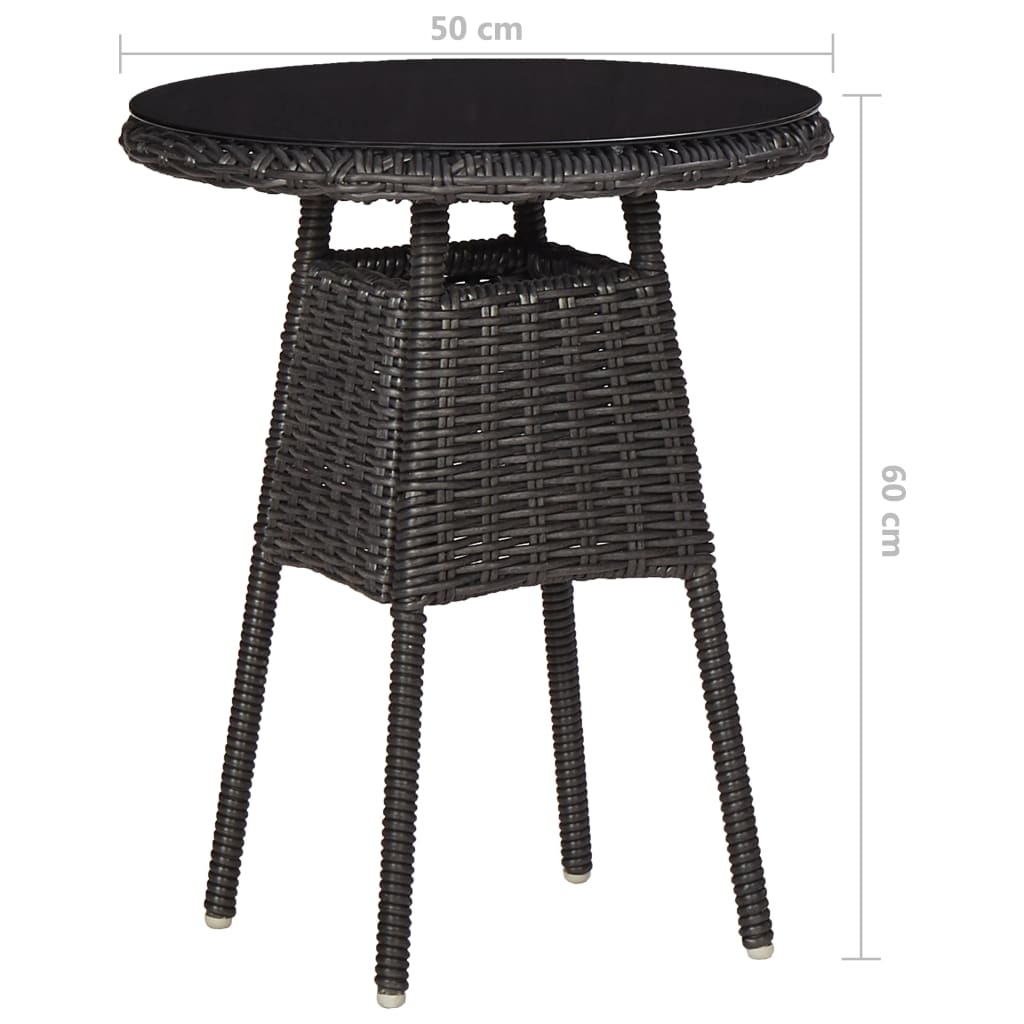Set Bistrot da Giardino 3 pz con Cuscini in Polyrattan Nero | homemem39