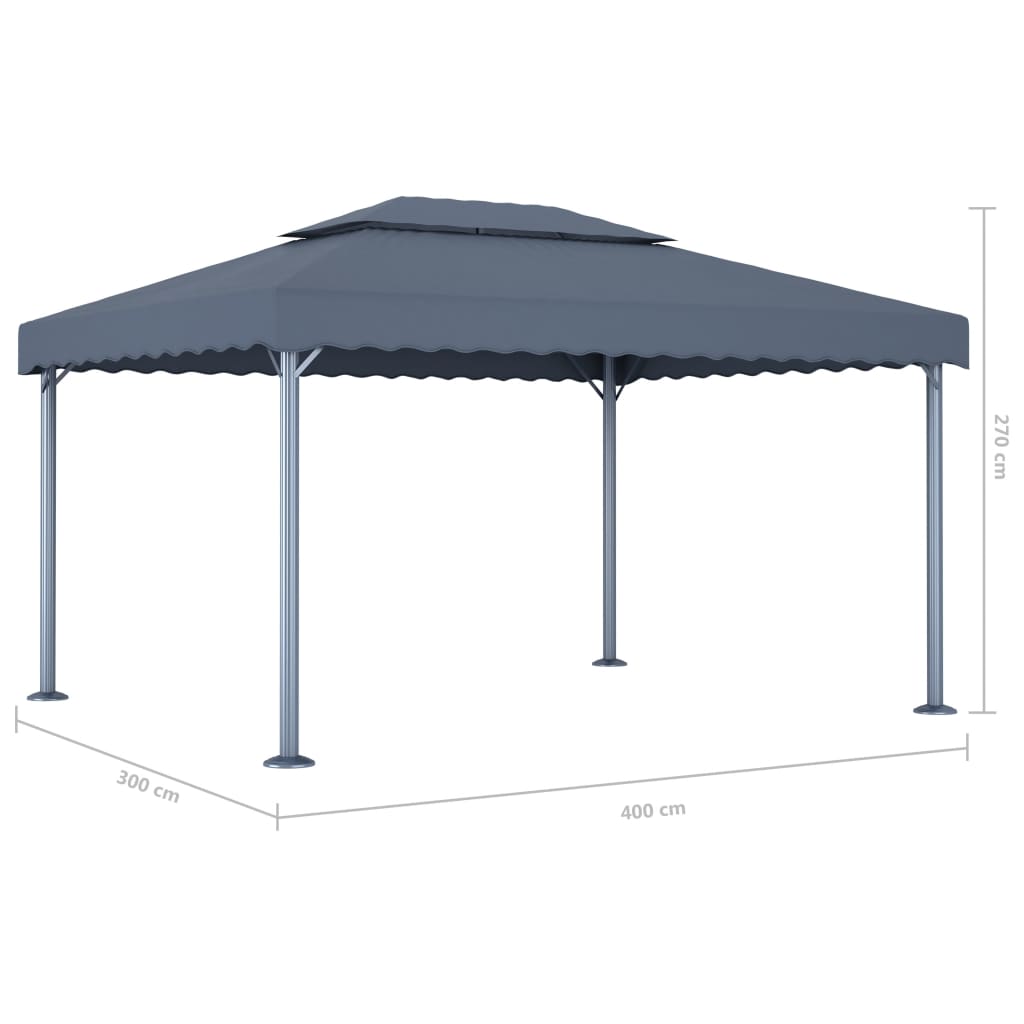 Gazebo 400x300 cm Antracite Alluminio - homemem39