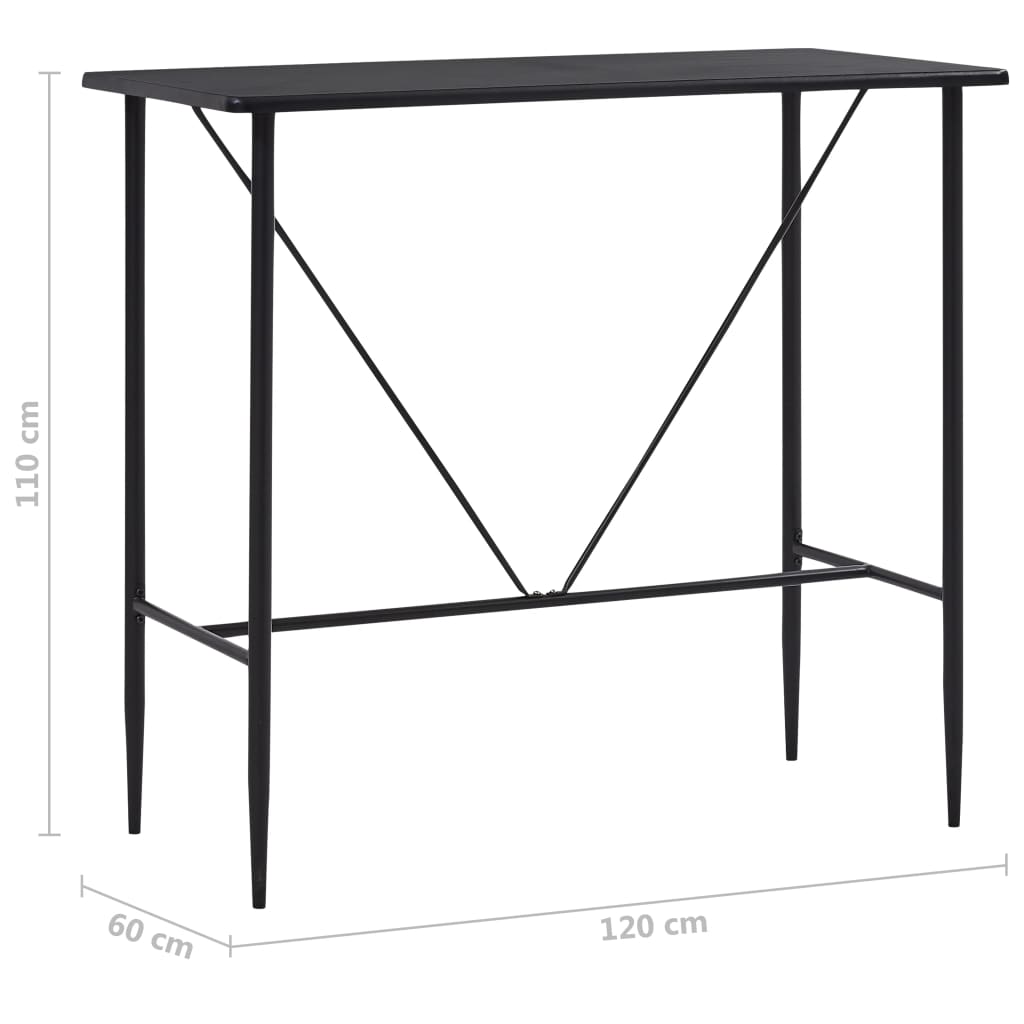 Tavolo da Bar Nero 120x60x110 cm in MDF | homemem39