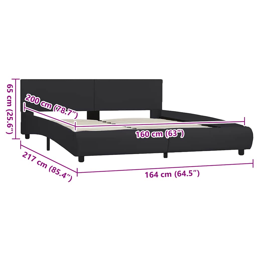 Giroletto con LED Nero in Similpelle 160x200 cm | homemem39