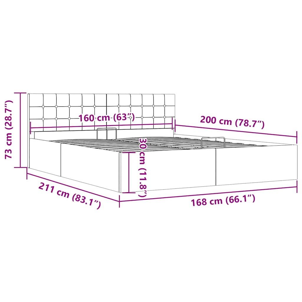 Giroletto con Contenitore Grigio Chiaro in Tessuto 160x200 cm