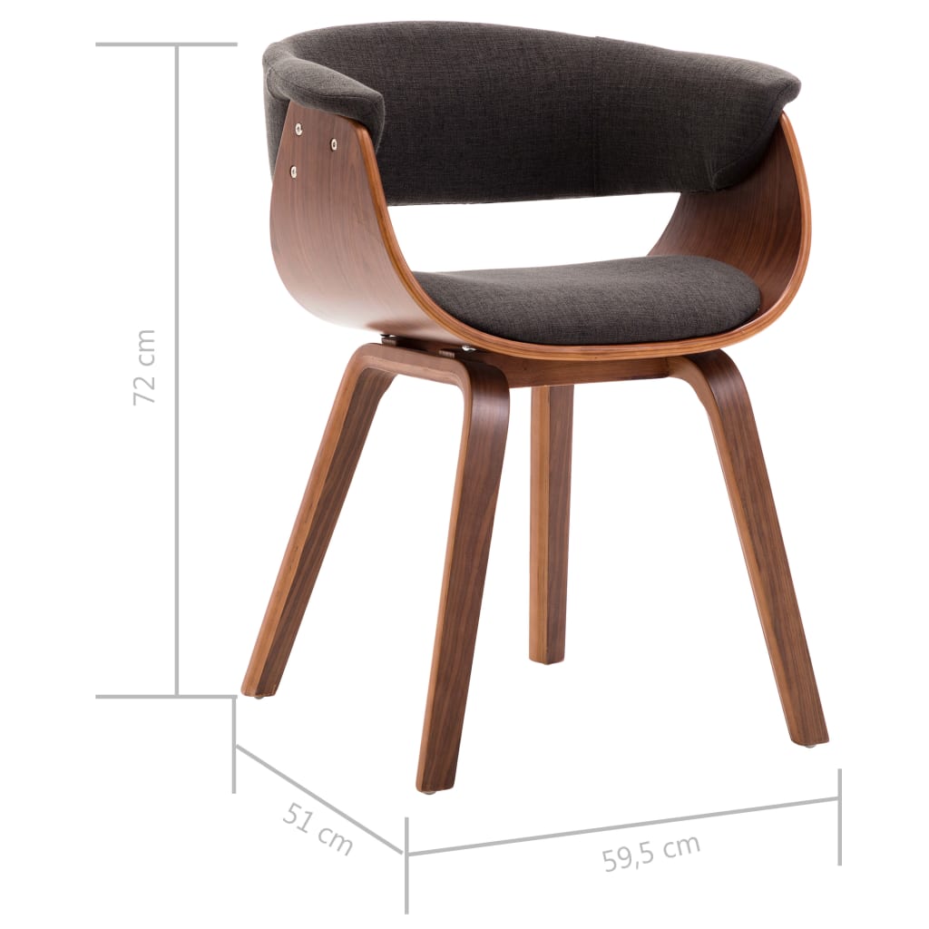 Sedie da Pranzo 2 pz Legno Curvato e Tessuto Grigio | homemem39