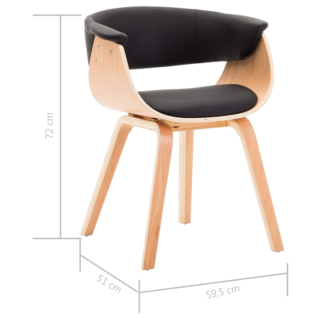 Sedie da Pranzo 2 pz Nere in Legno Curvato e Similpelle | homemem39