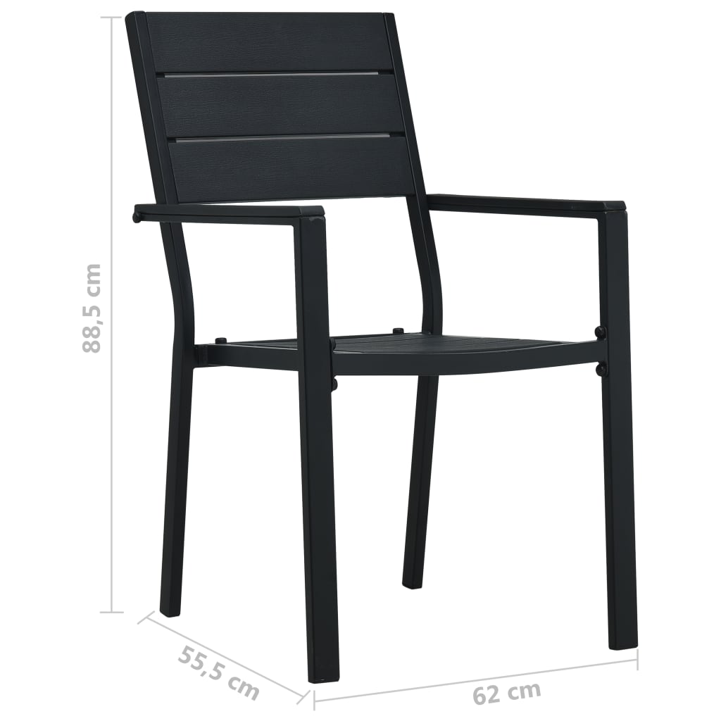 Sedie da Giardino 2 pz Nere in HDPE Aspetto Legno | homemem39
