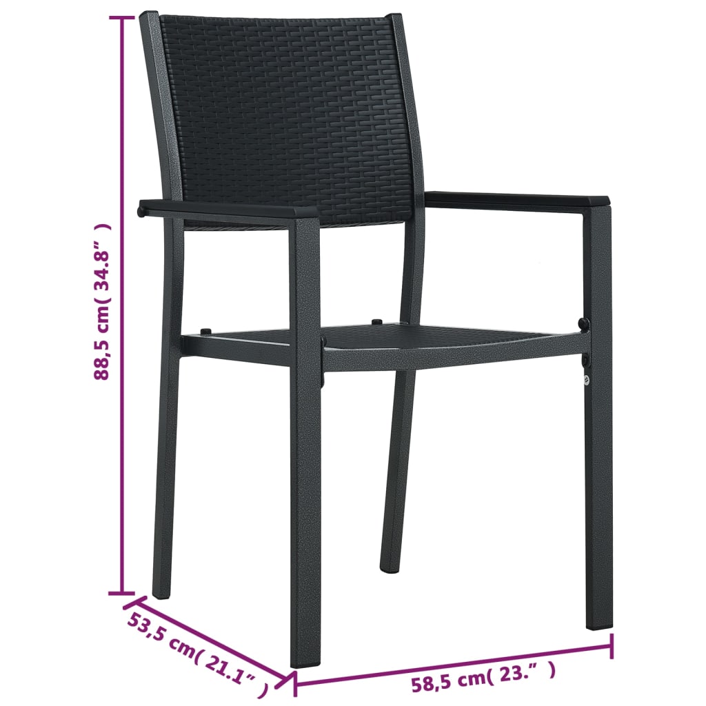 Sedie da Giardino 2 pz Nere in Plastica Stile Rattan | homemem39