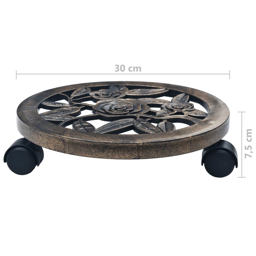 Carrelli Portavasi 6 pz Bronzo 30 cm in Plastica | homemem39