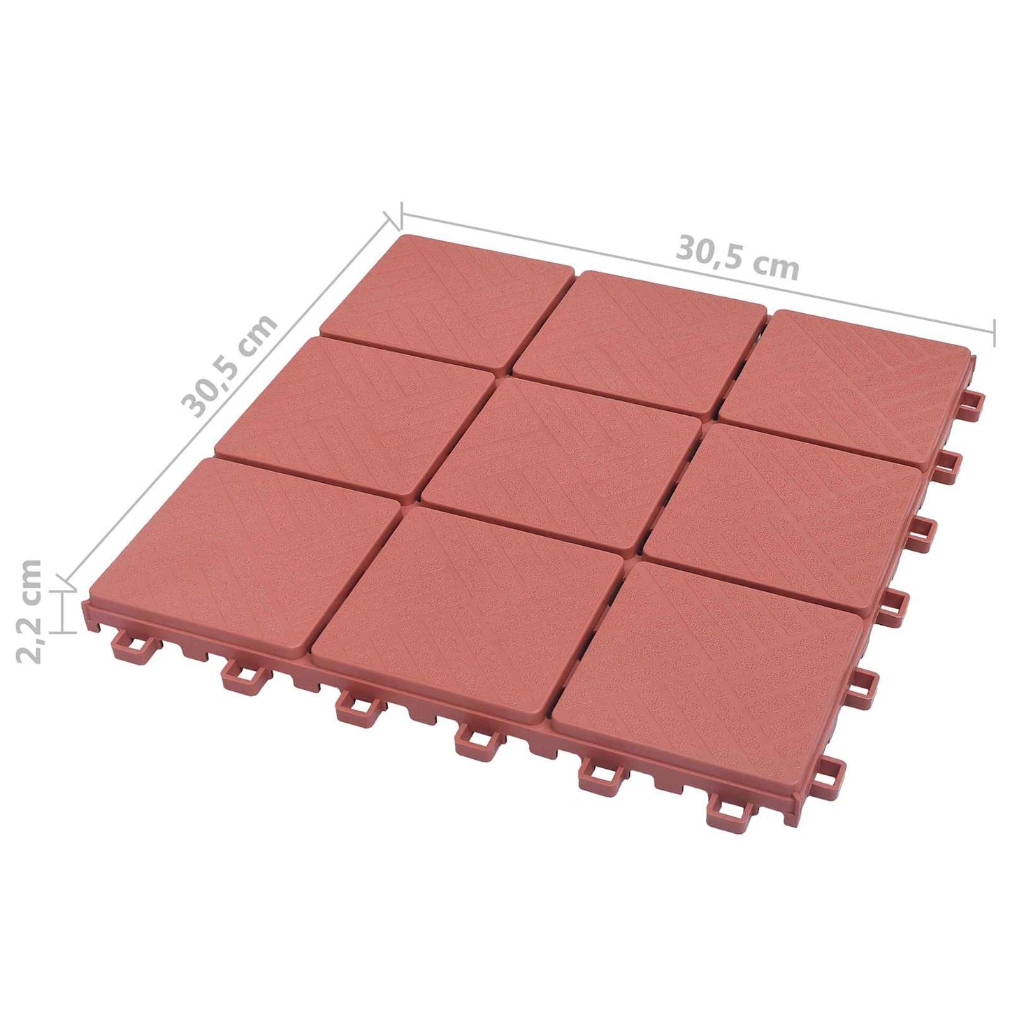 Piastrella per Decking 10 pcs Rosso 30,5 x 30,5 x 2,2 cm | homemem39