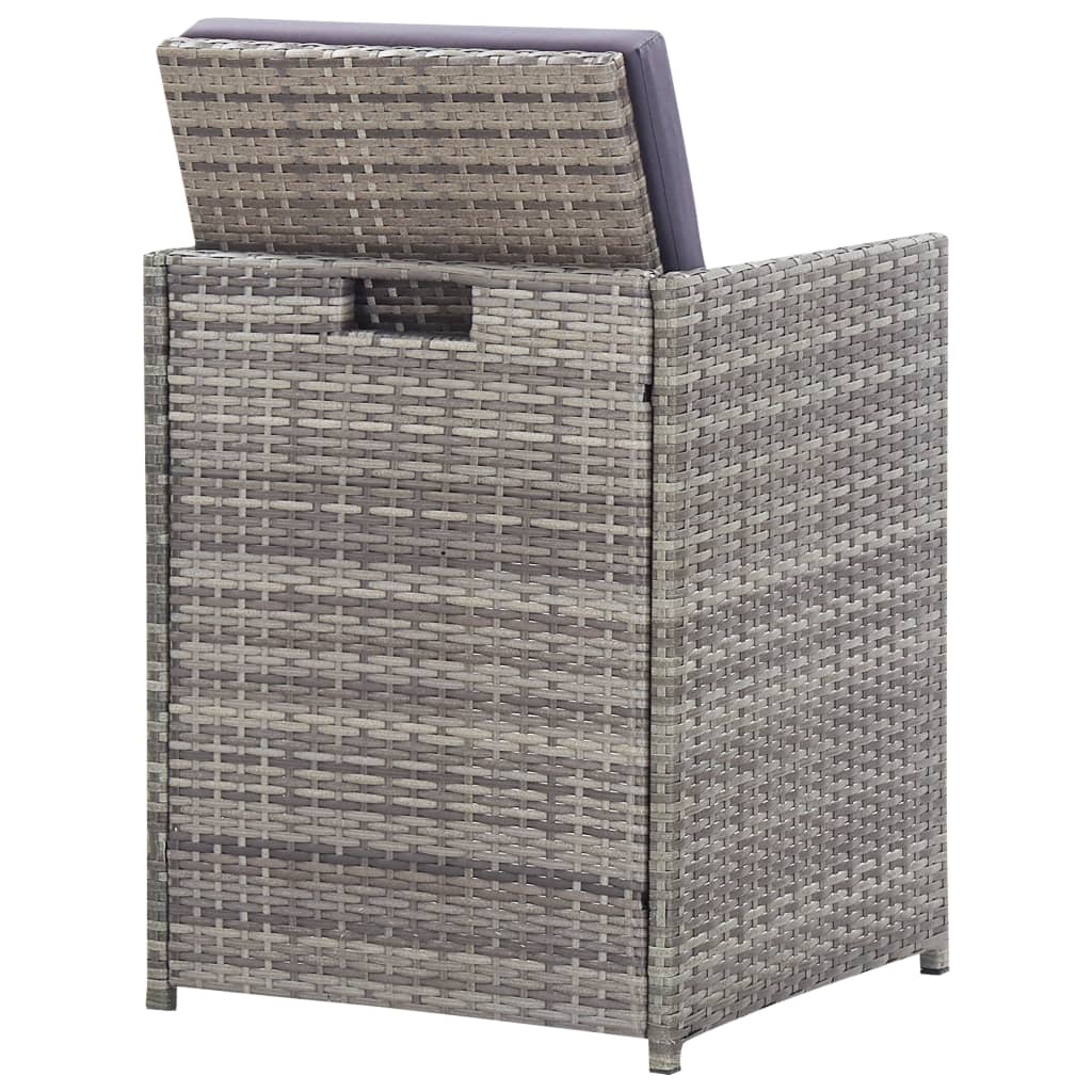 Set da Pranzo da Giardino 11 pz con Cuscini Polyrattan Grigio | homemem39