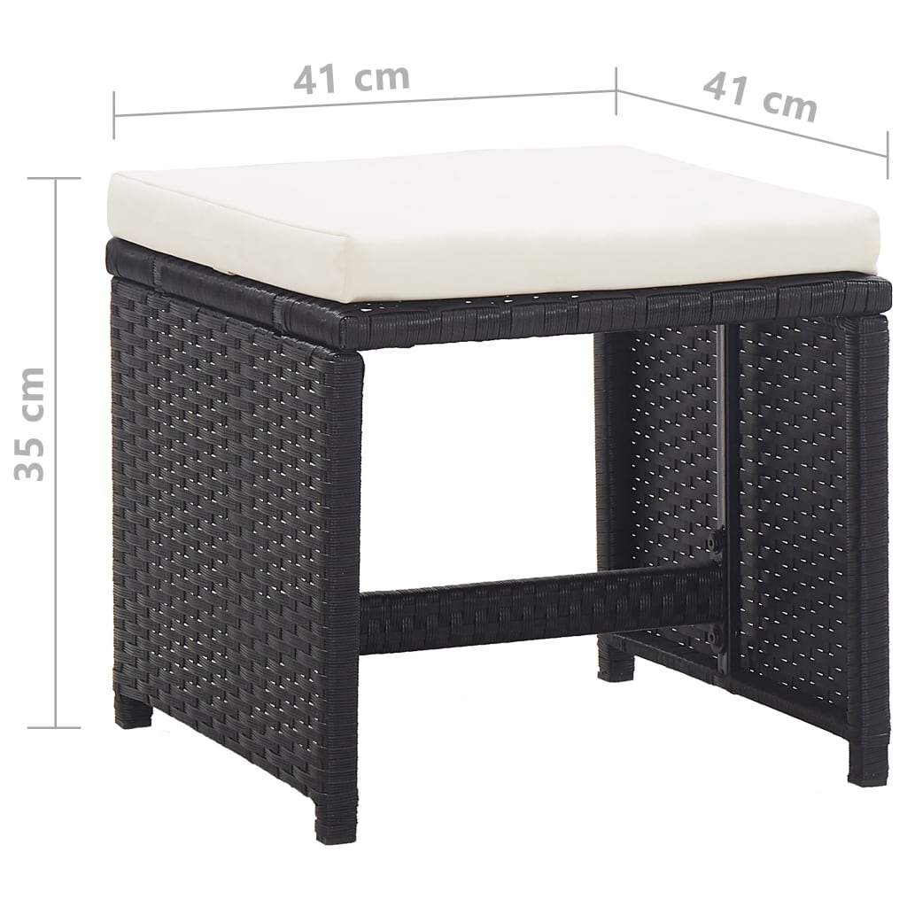 Sgabelli da Giardino 2 pz con Cuscini in Polyrattan Nero | homemem39