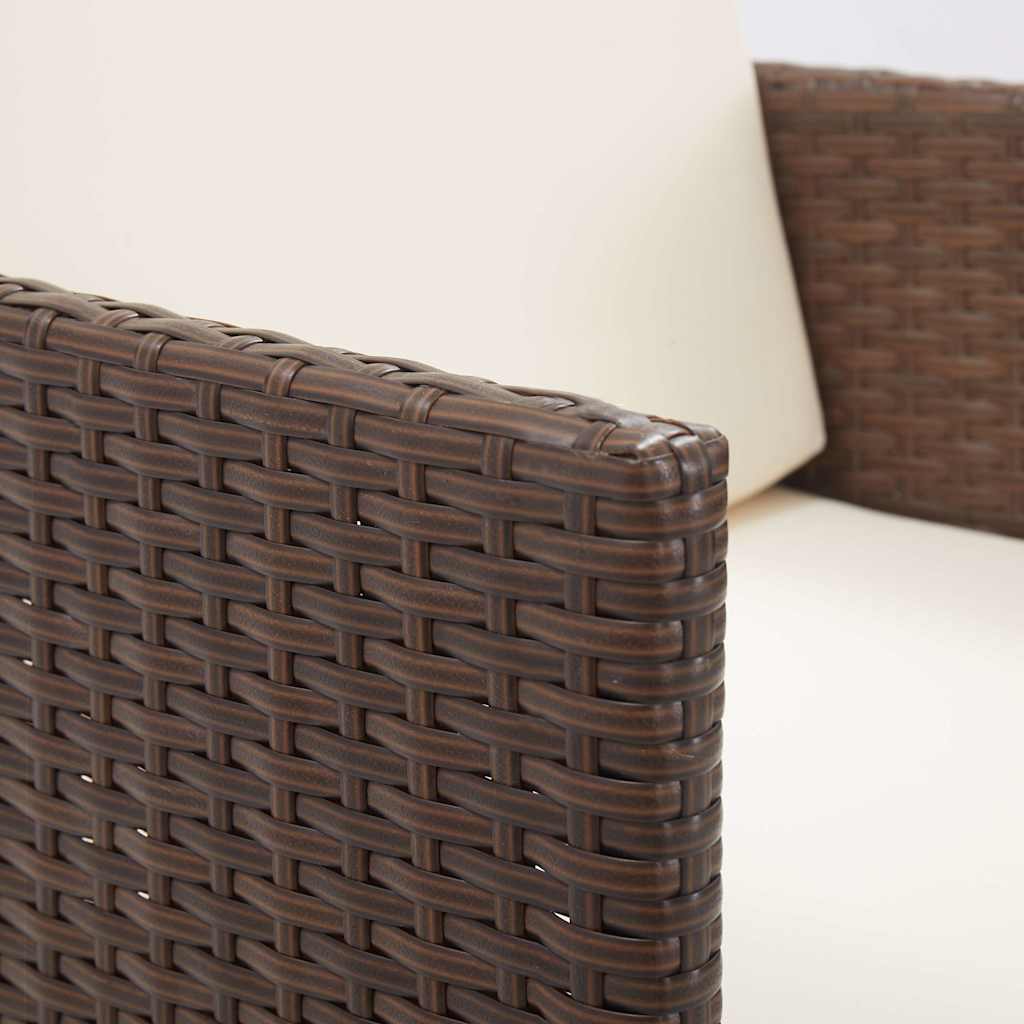Set da Pranzo da Giardino 17 pz con Cuscini Polyrattan Marrone