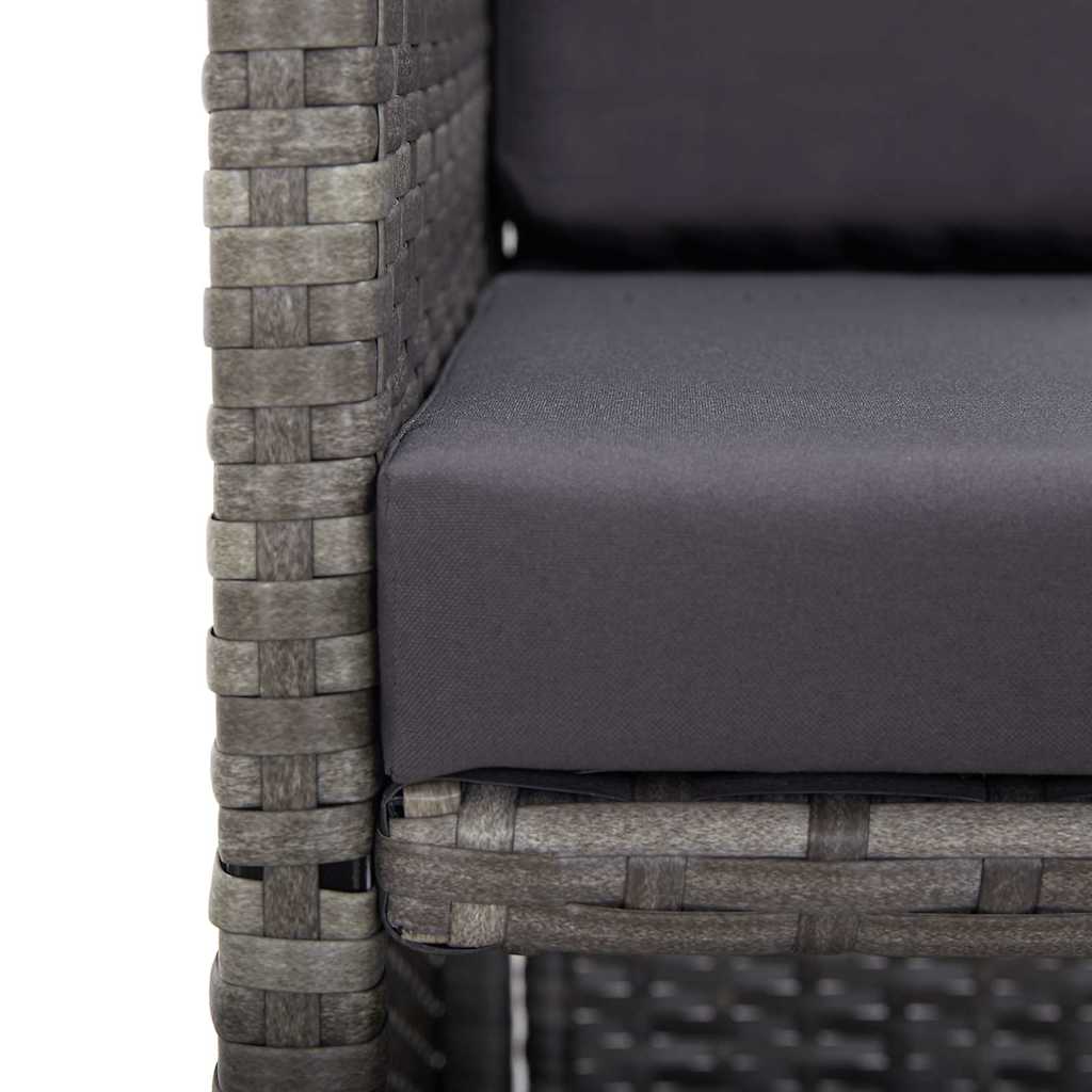 Set da Pranzo per Esterni 17 pz con Cuscini Polyrattan Grigio