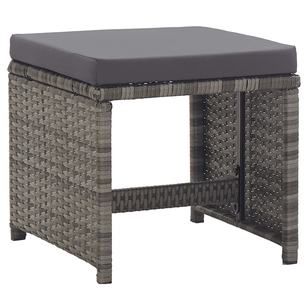Set da Pranzo per Esterni 17 pz con Cuscini Polyrattan Grigio - homemem39