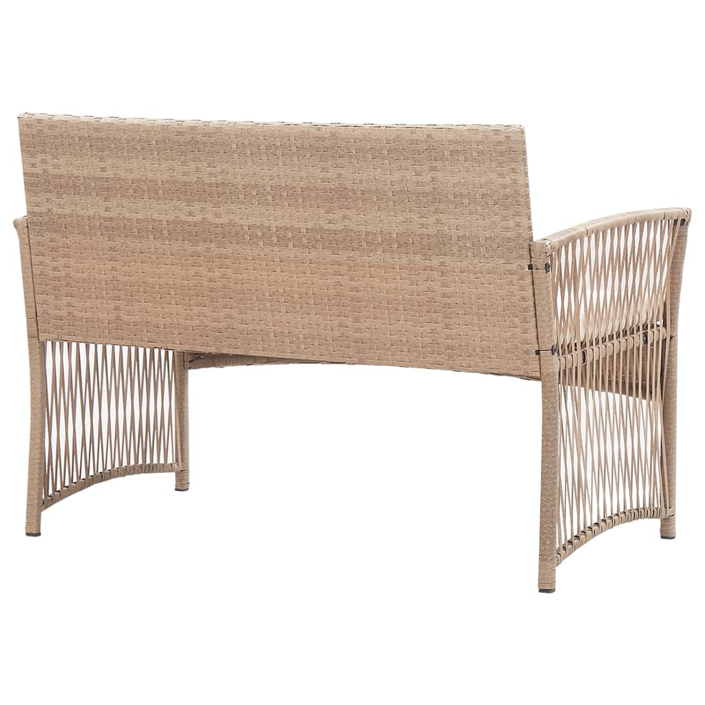 Set Divani da Giardino 4 pz con Cuscino in Polyrattan Beige | homemem39