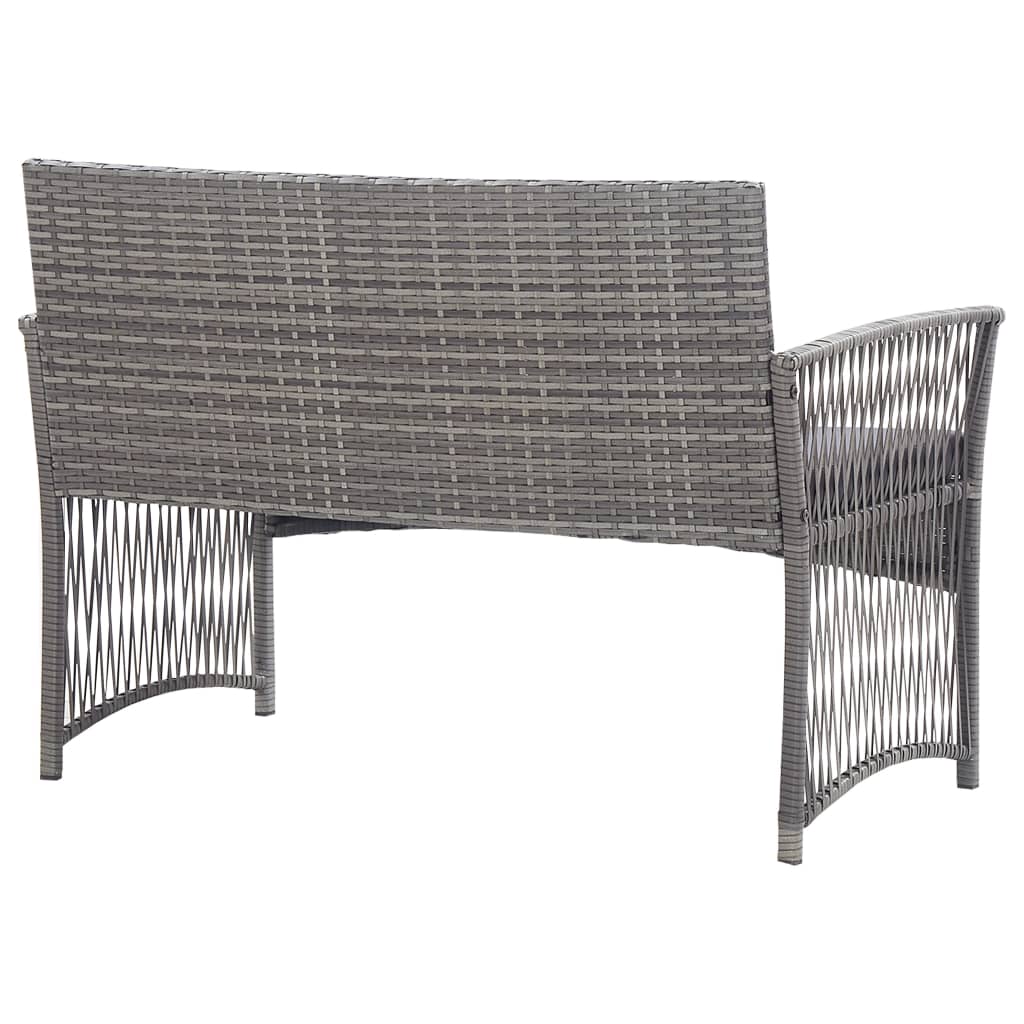 Set Divani da Giardino 4 pz con Cuscini in Polyrattan Antracite | homemem39