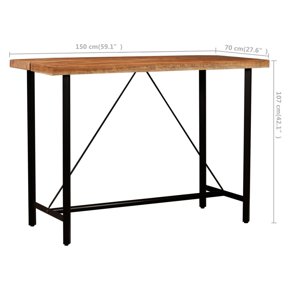 Set da Bar 7 pz in Legno Massello e Vera Pelle | homemem39