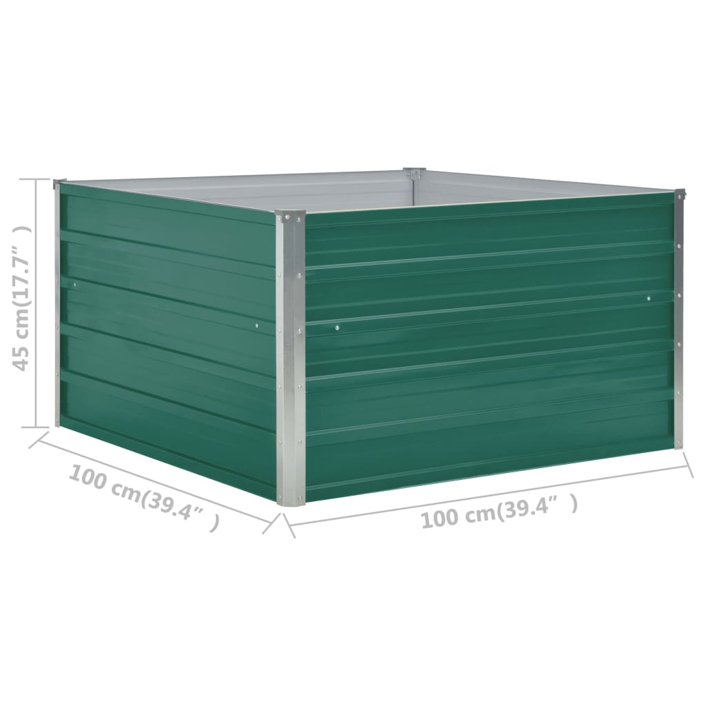 Letto di Coltura Rialzato 100x100x45cm in Acciaio Zincato Verde | homemem39