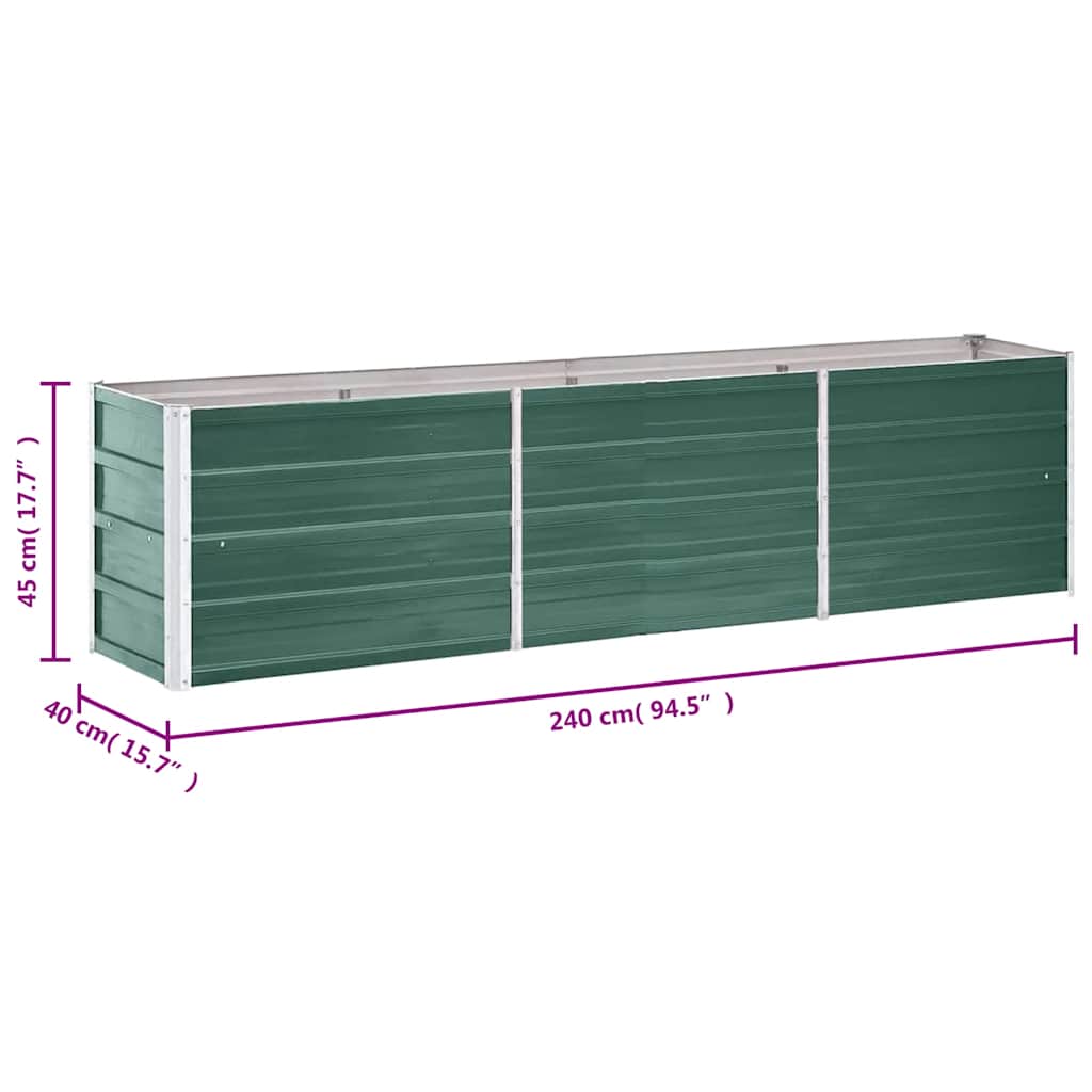 Letto Rialzato in Acciaio Zincato 240x40x45 cm Verde | homemem39
