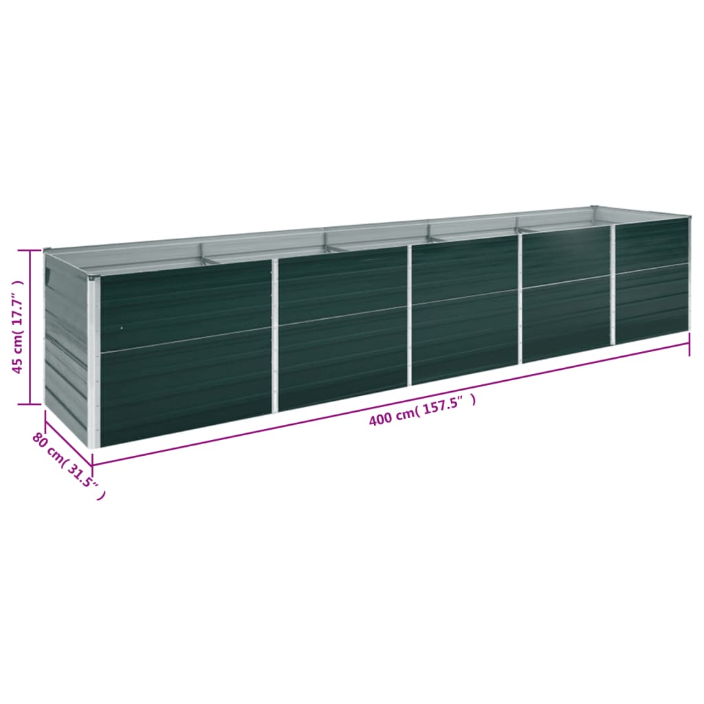 Letto Rialzato in Acciaio Zincato 400x80x45 cm Verde | homemem39