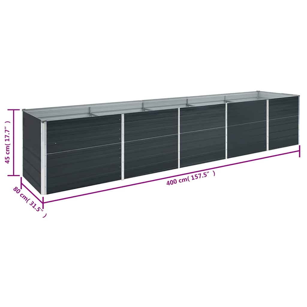 Letto Rialzato in Acciaio Zincato 400x80x45 cm Antracite | homemem39